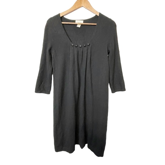 Neiman Marcus Dresses & Skirts - NEIMAN MARCUS 100% Cashmere Embellished Square Neckline Black Sweater Dress